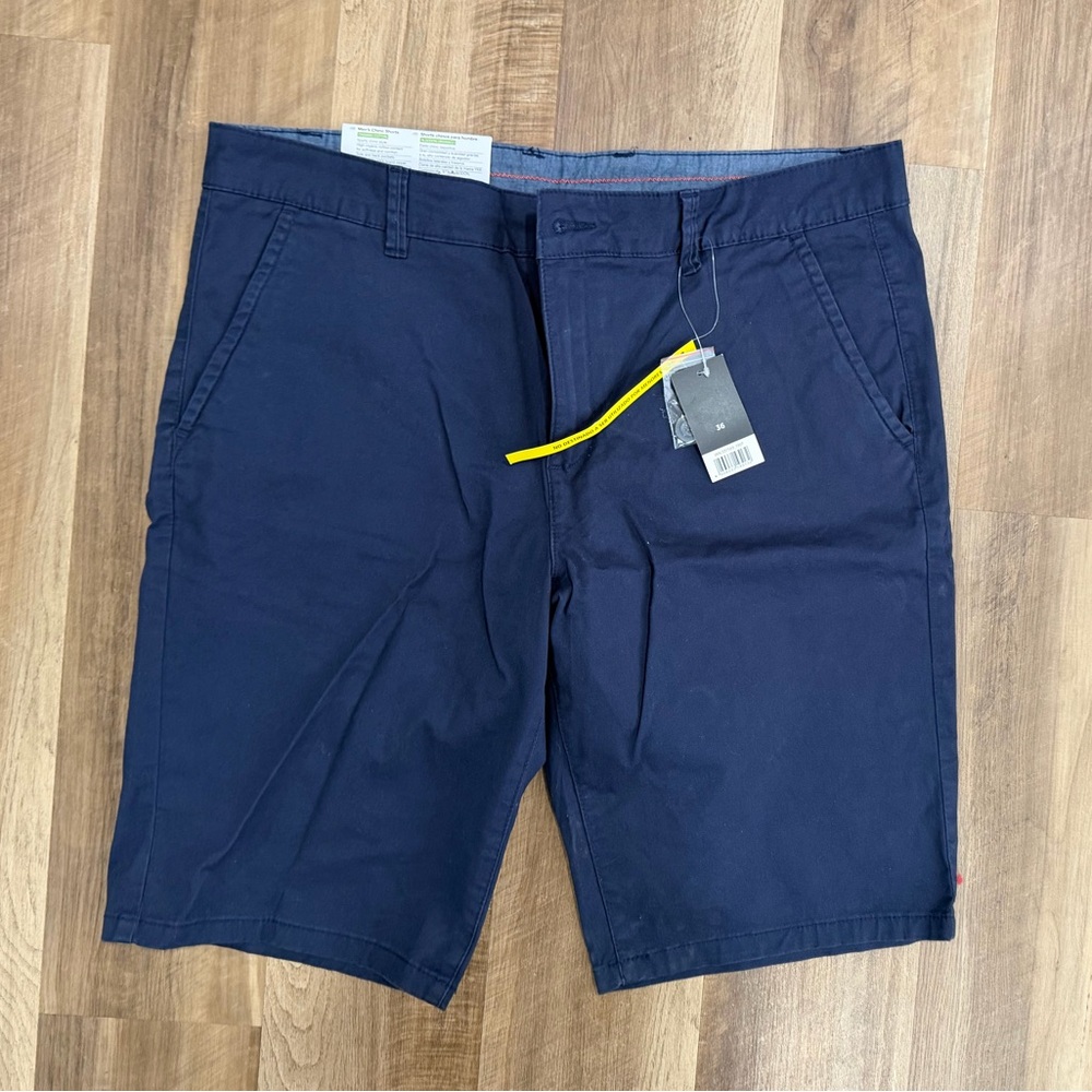 Men's Flat Front Navy Cotton Shorts